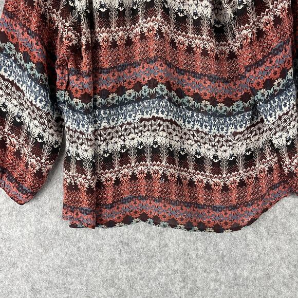 Garnet Hill 100% Silk Tunic Top Womans XL Floral Lightweight Boho Peasant Artsy - Picture 3 of 13